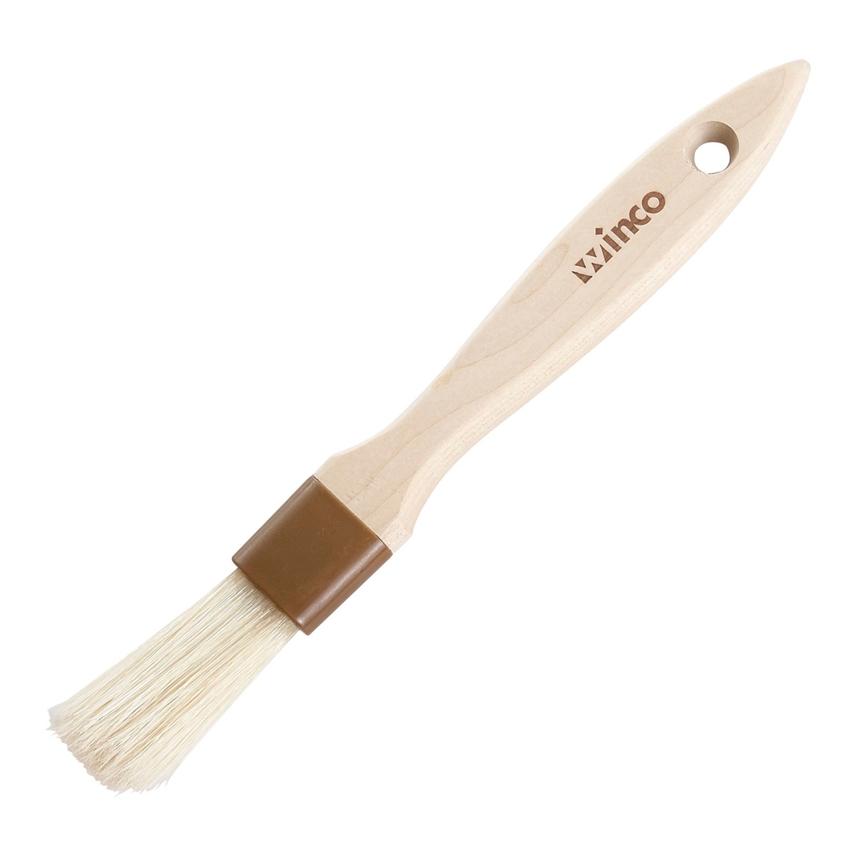 Winco WFB-10 1-inch flat pastry basting brush with natural boar hair bristles, plastic ferrule, and wooden handle