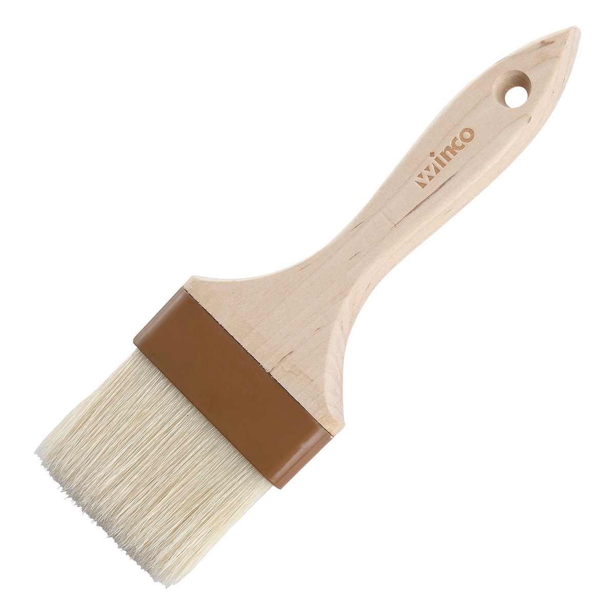 Winco WFB-30 3-inch flat pastry and basting brush with natural boar hair bristles, plastic ferrule, and wooden handle
