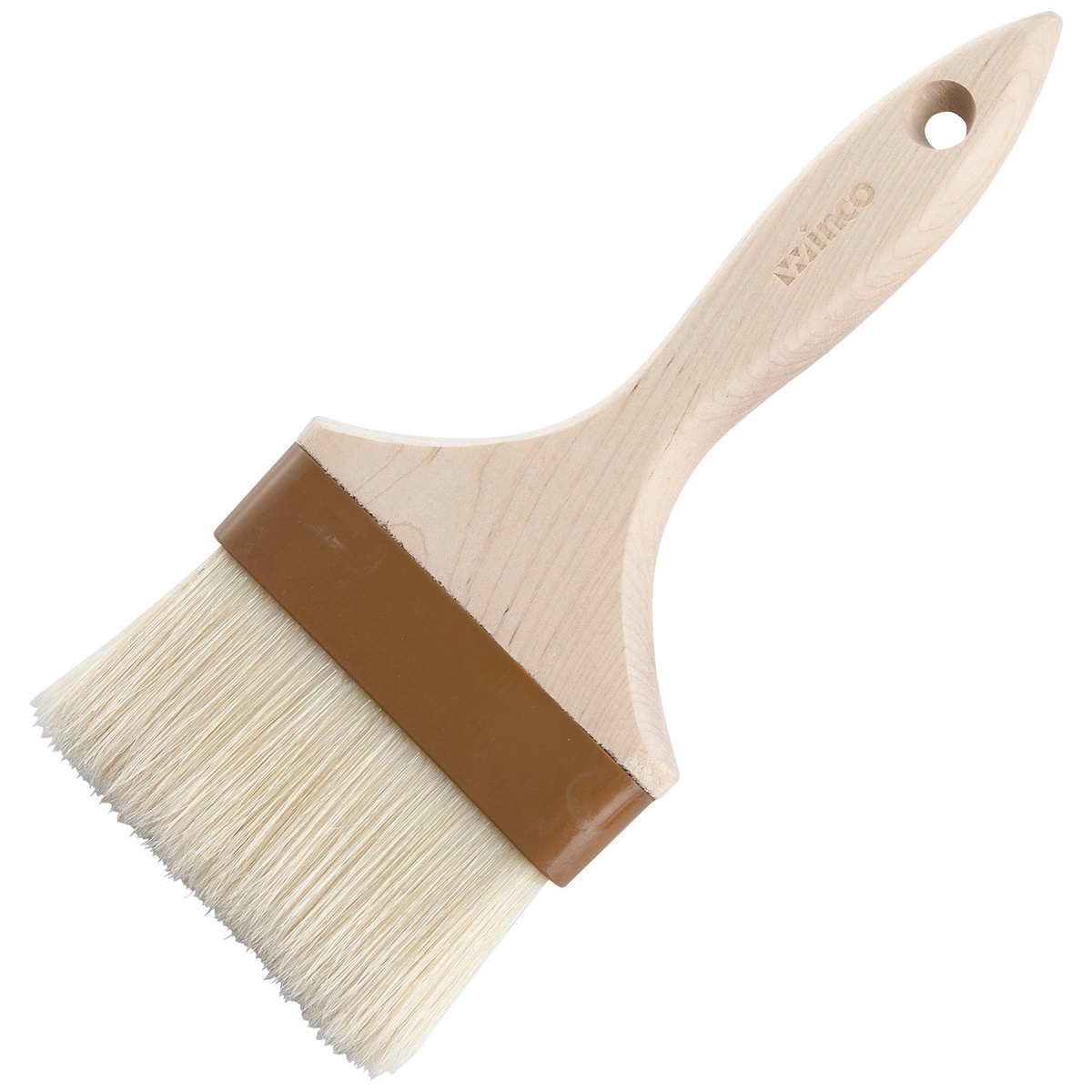 Winco WFB-40 4-inch flat pastry and basting brush with natural boar hair bristles, plastic ferrule, and wooden handle