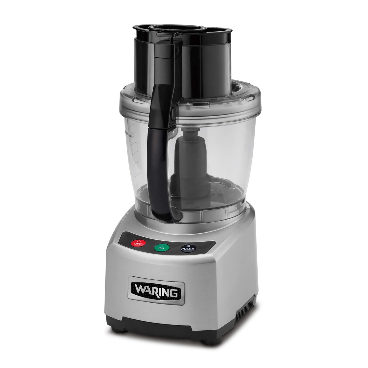 Waring WFP16S 4-quart food processor with clear polycarbonate bowl and die-cast base