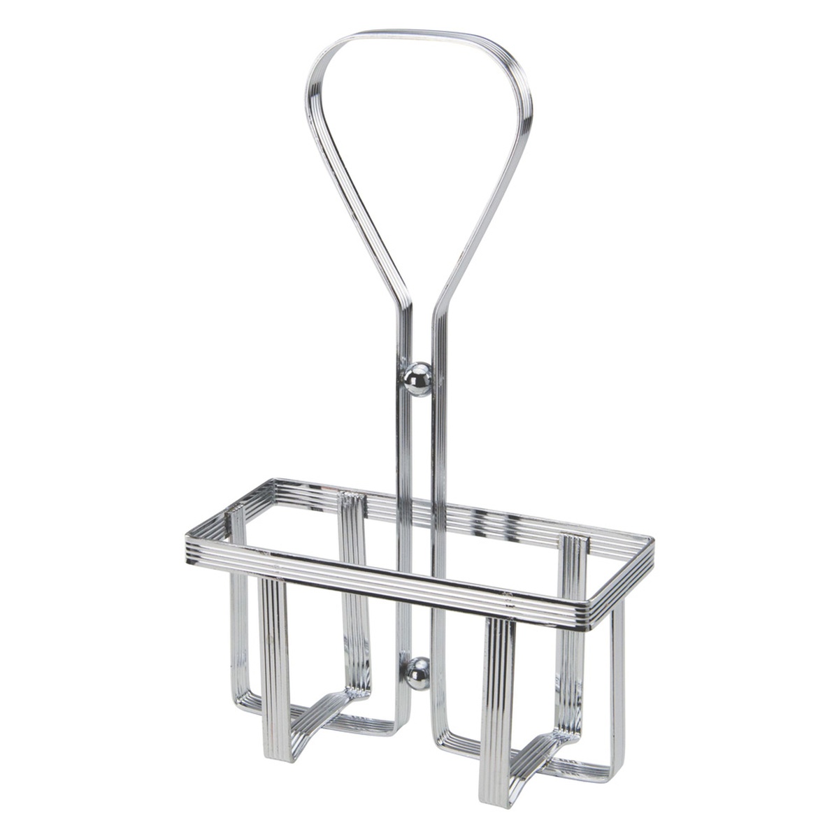 Winco WH-5 chrome-plated oil and vinegar cruet rack with dual square compartments and carry handle