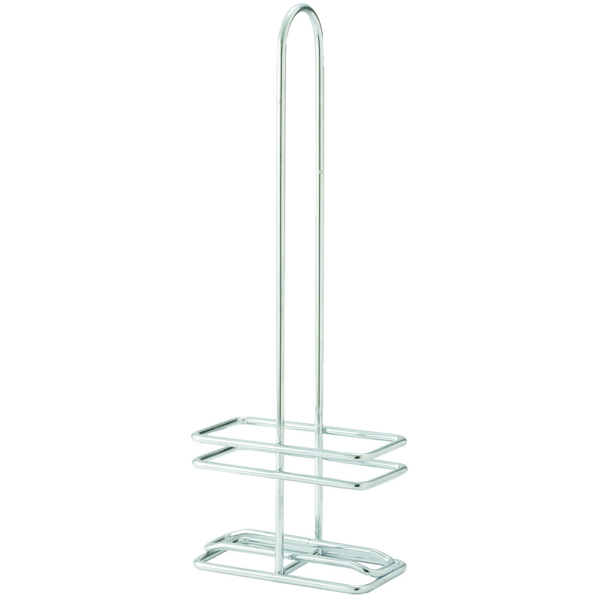 Winco WH-8 chrome wire cruet rack with two compartments and tall rounded carry handle