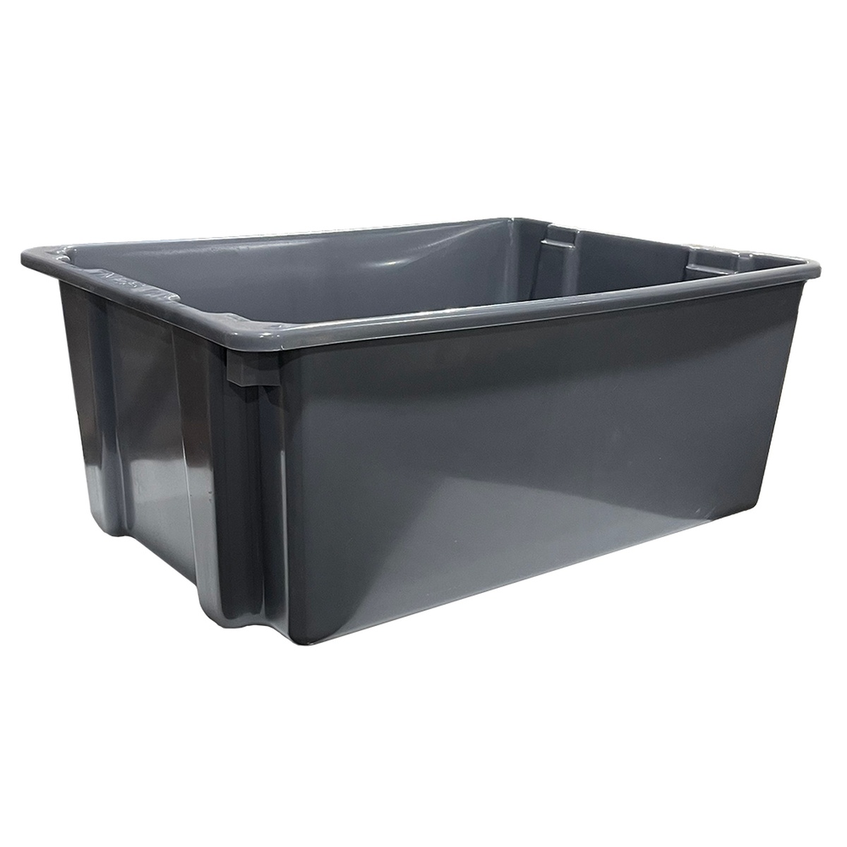 Single Winholt gray polyethylene lug showing smooth interior and built-in handles