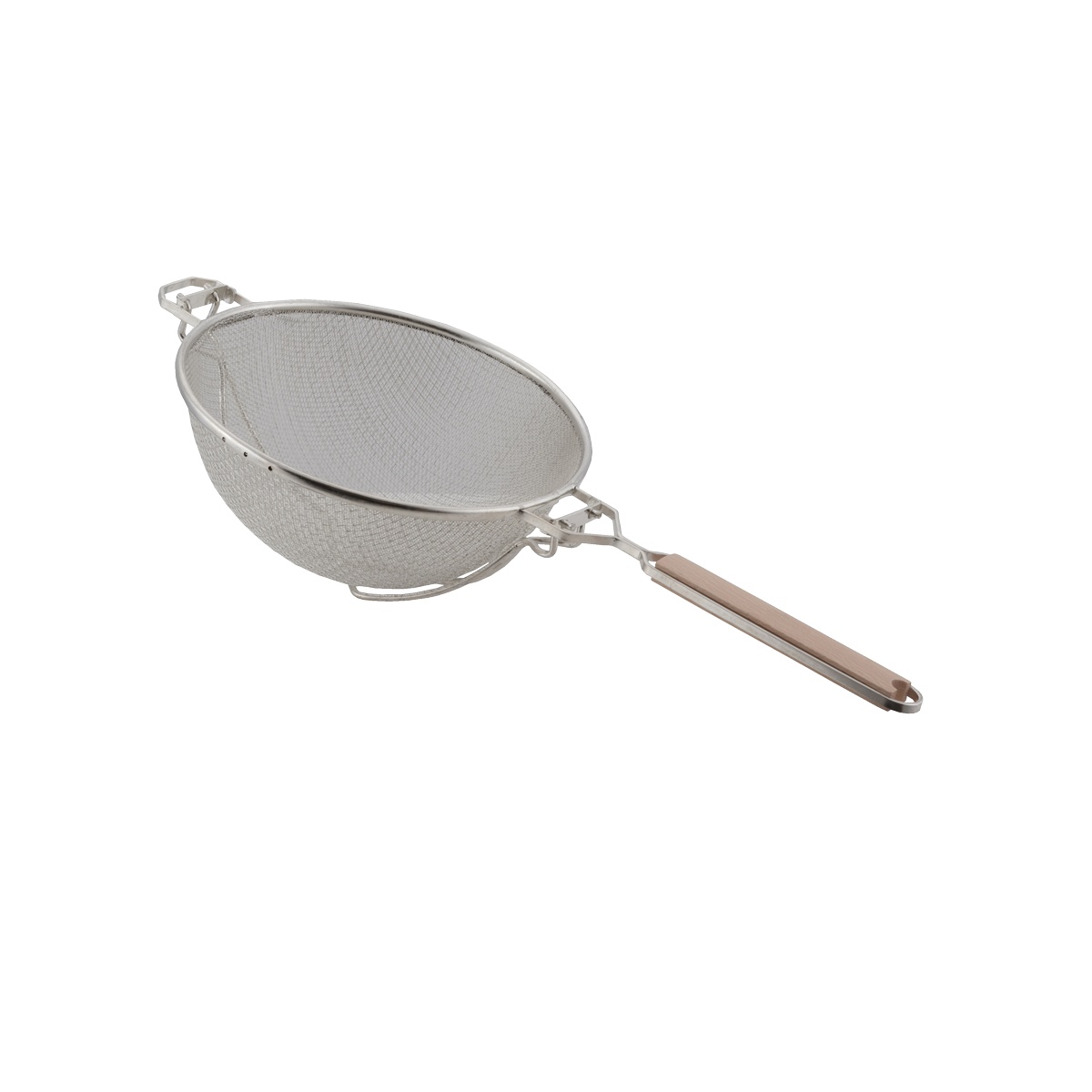 Libertyware WHSHD10 10-inch heavy duty double mesh strainer with wood handle and stainless steel bowl