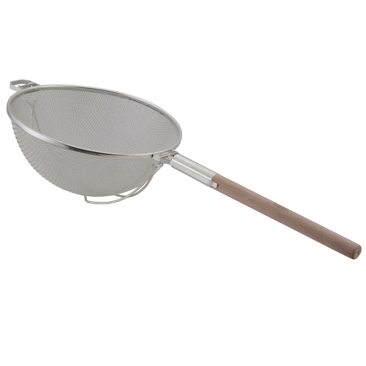 Libertyware 14-inch heavy duty double mesh stainless steel strainer with wood handle