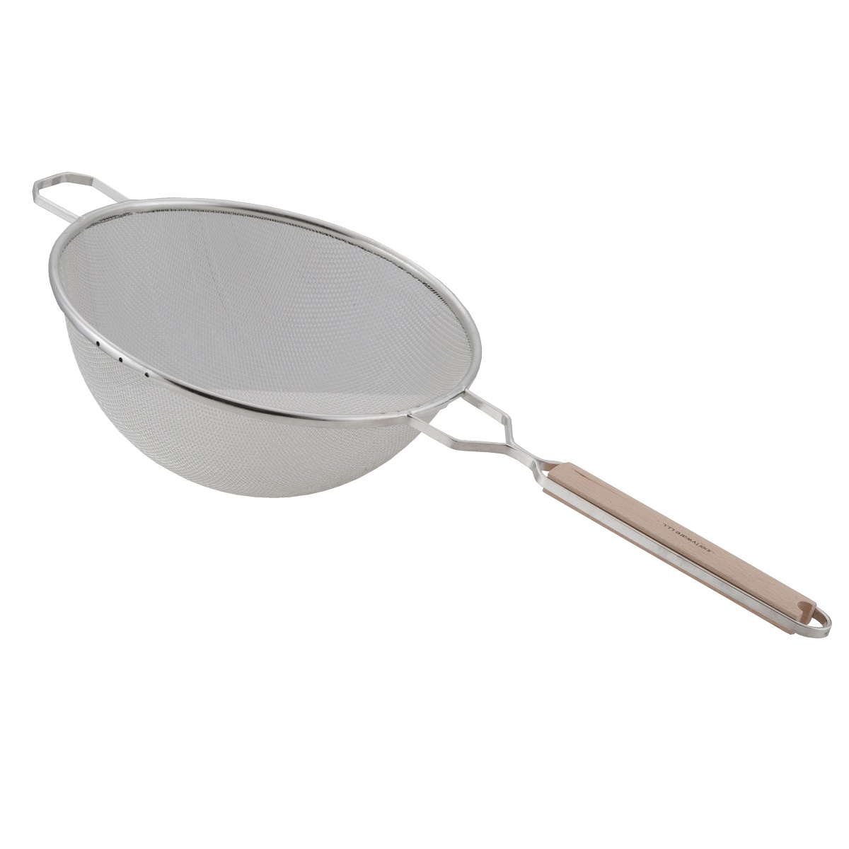 Libertyware WHSSM10 10-inch stainless steel medium single mesh strainer with wood handle