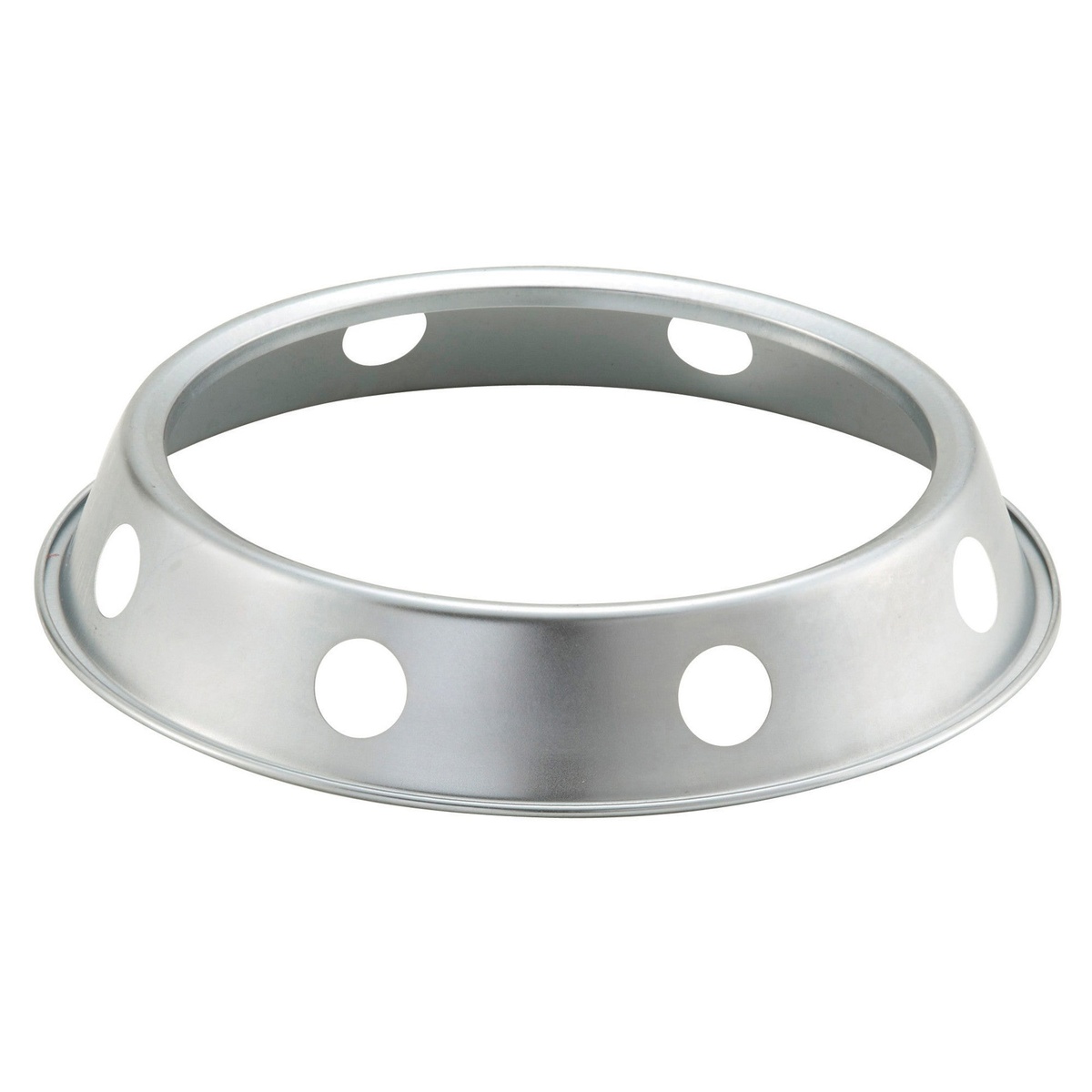 Winco WKR-8 8-inch stainless steel zinc-plated wok ring stand with ventilation holes, shown on white background