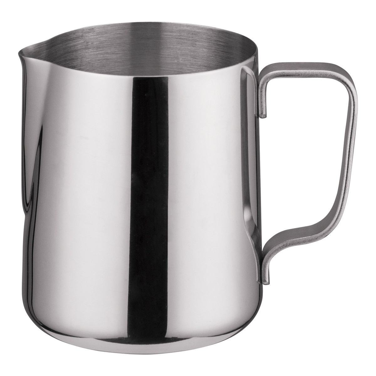 Winco WP-20 20 oz stainless steel frothing pitcher with molded pouring spout and sturdy handle