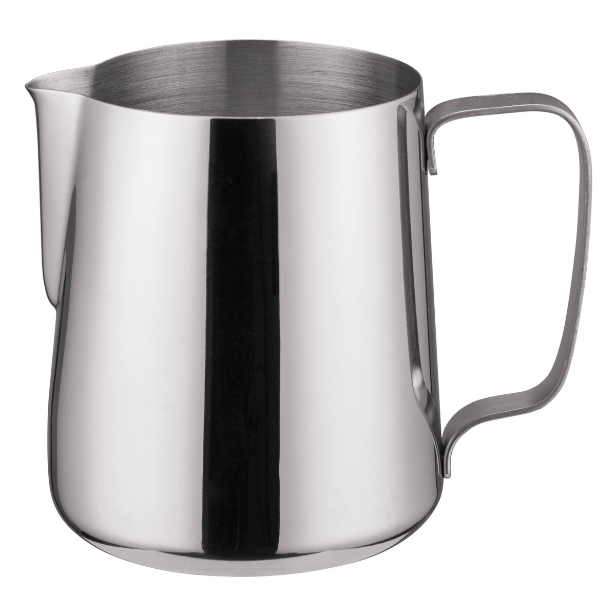 Winco WP-33 33 oz polished stainless steel frothing pitcher with wide pouring lip and large handle