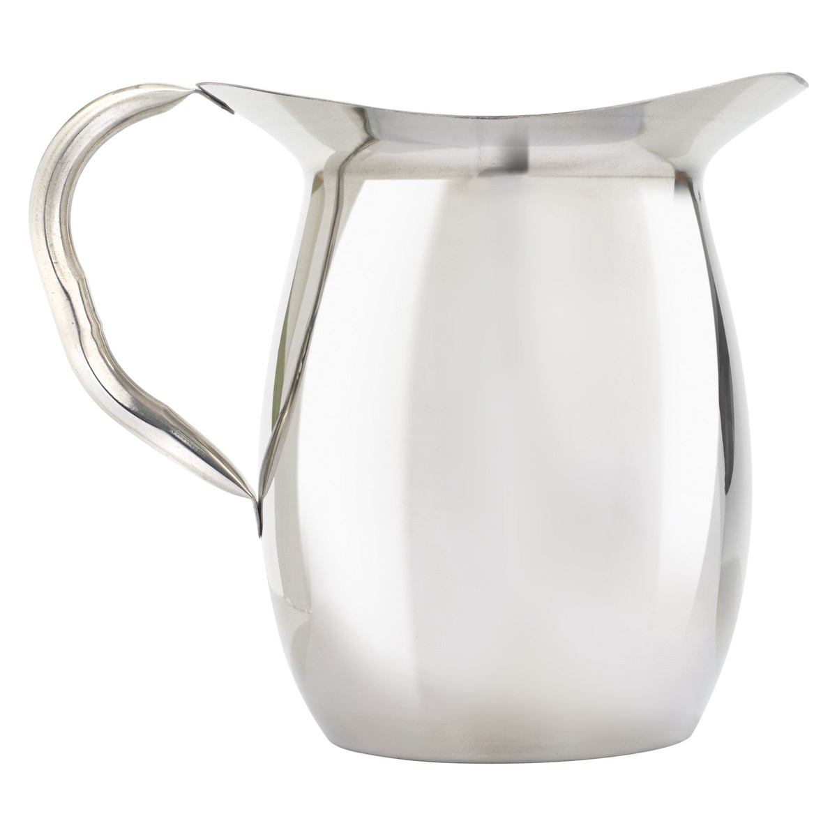 Winco WPB-3C 3-quart stainless steel bell pitcher with mirror finish and wide handle