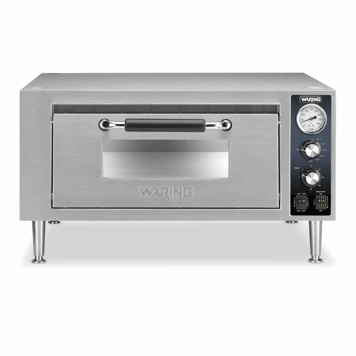 Waring WPO500 single deck pizza oven front view with control panel