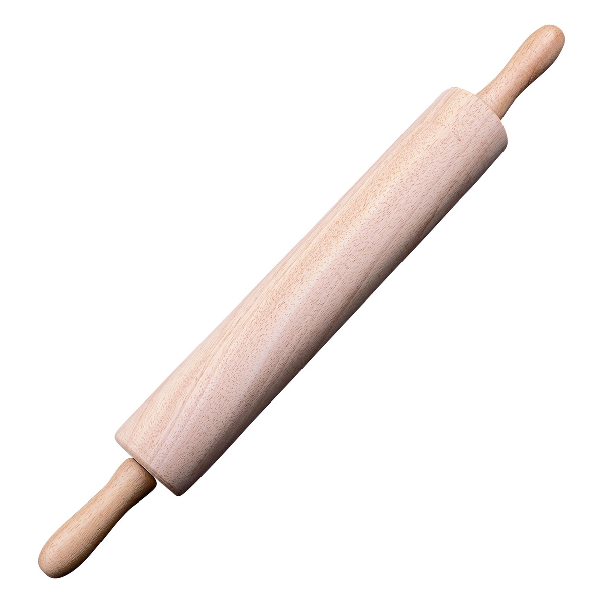 Winco WRP-15 15-inch wooden rolling pin with contoured handles on white background