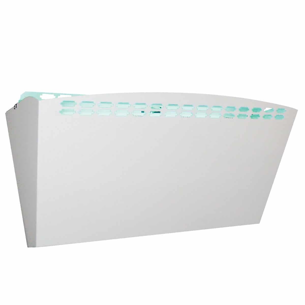 Gardner WS-225 white wall sconce fly light showing decorative perforated top panel with UV lamp glow