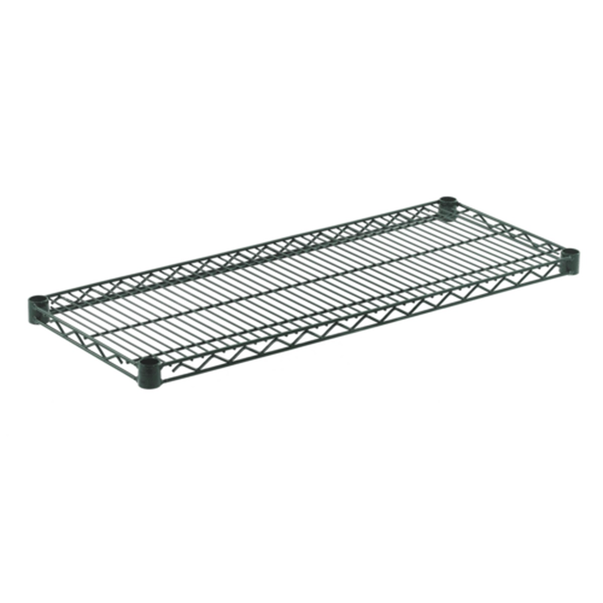 Enhanced Wire Shelf 14 inch wide by 36 inch long with green epoxy coating on white background