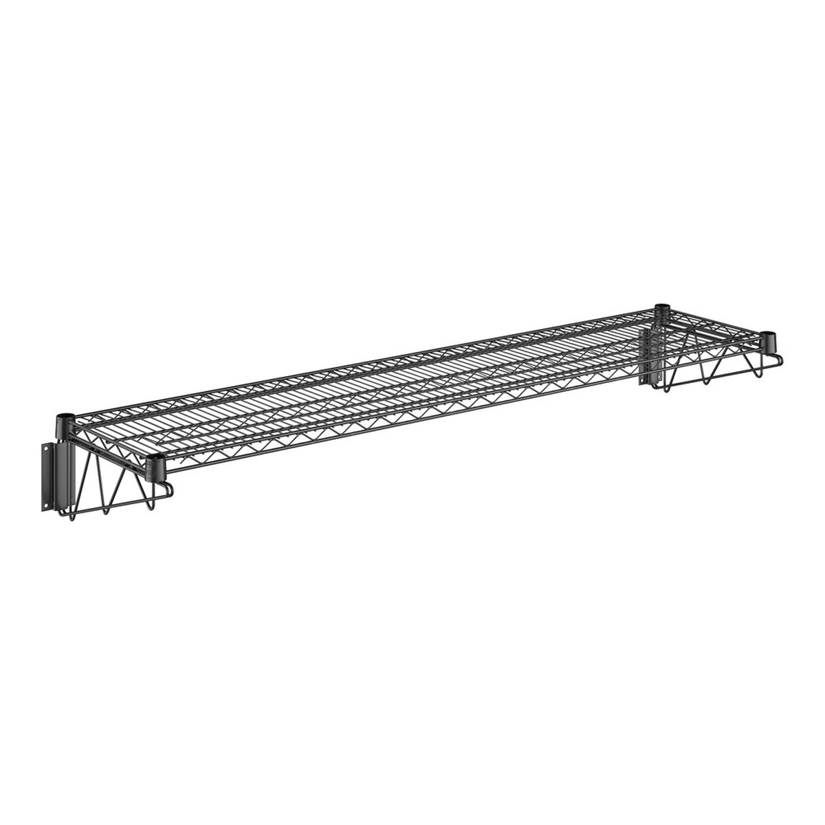 14x60 black epoxy wire wall mount shelf full side view