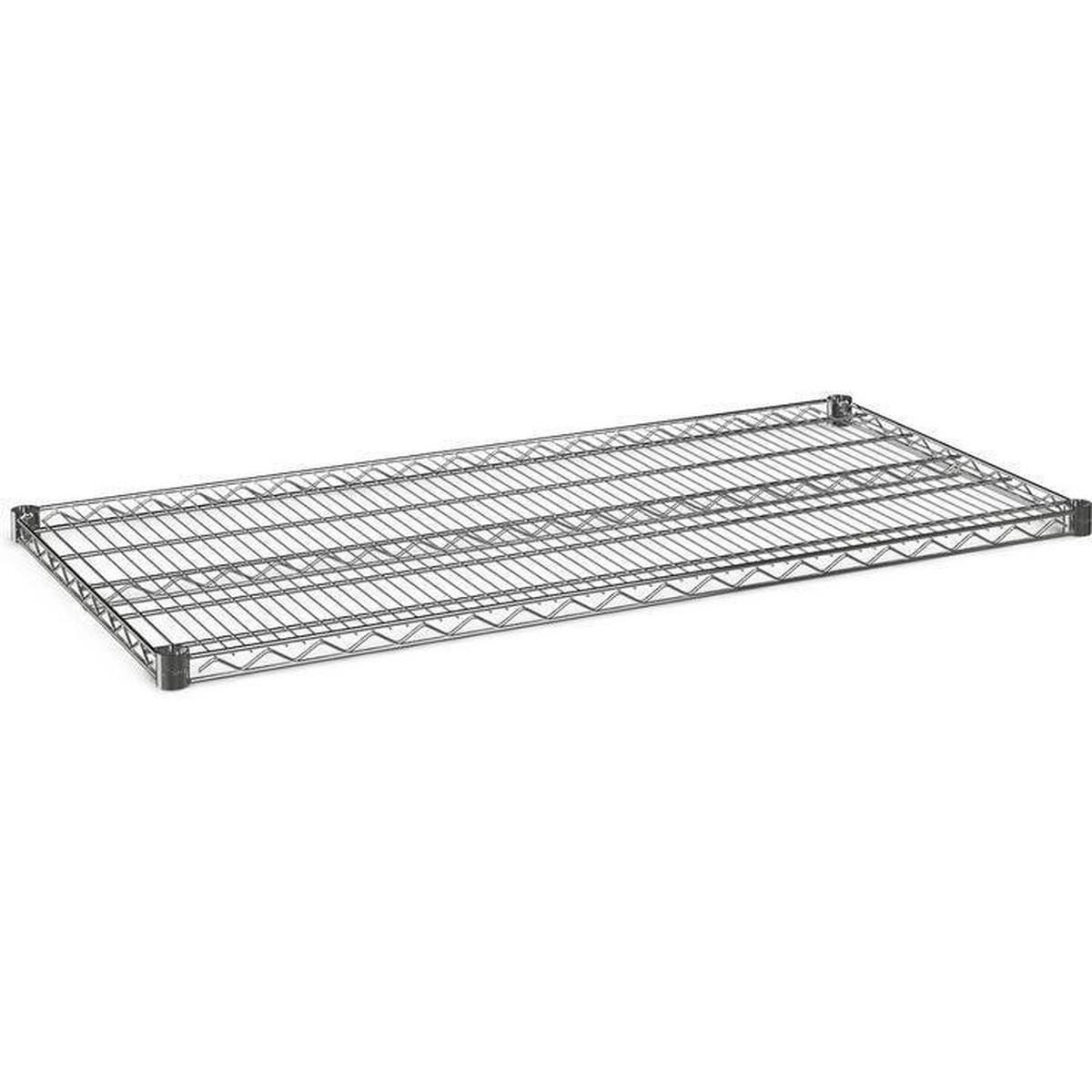 Enhanced Wire Shelf 24x54 black epoxy coated, angled view showing open wire grid and corner connectors