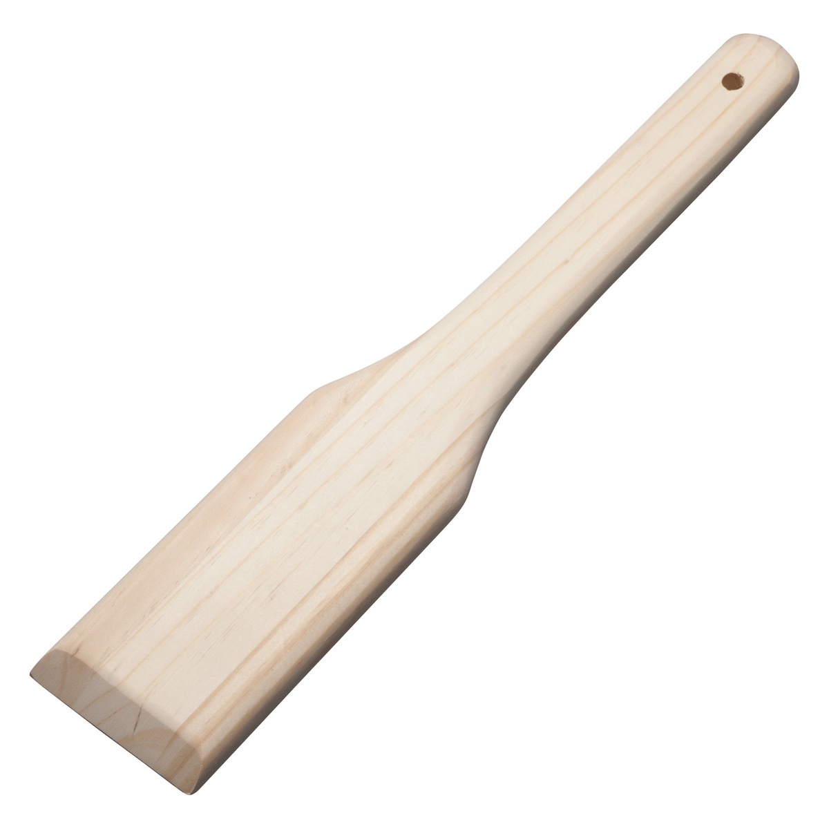 Winco WSP-18 18-inch wooden stirring paddle with flat wide blade and rounded handle with hanging hole