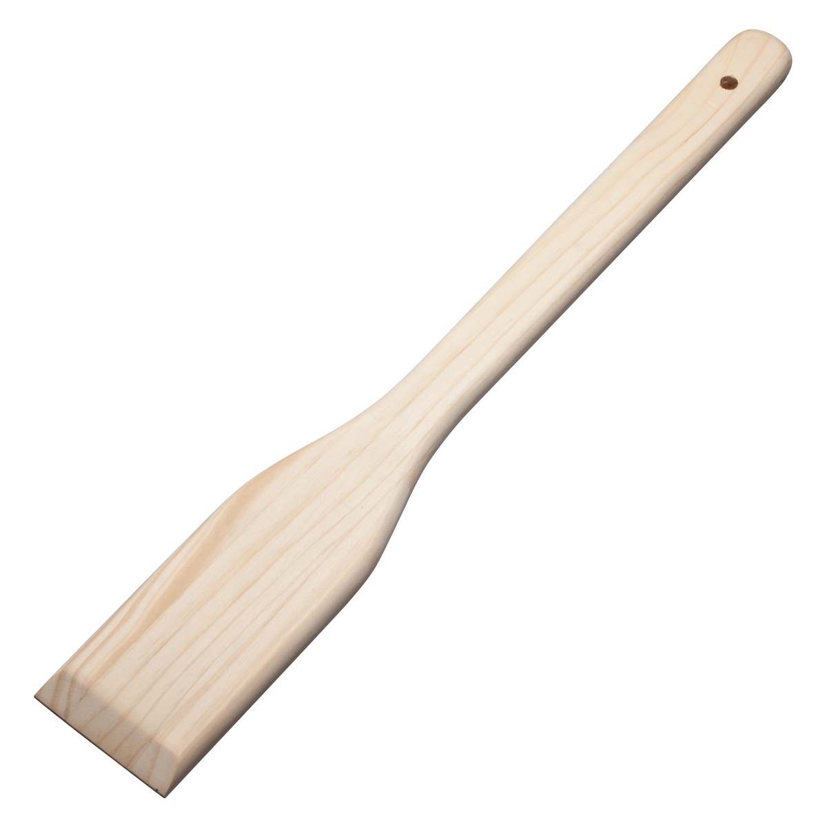 Winco WSP-24 24-inch wooden stirring paddle with flat paddle head and long handle with hanging hole