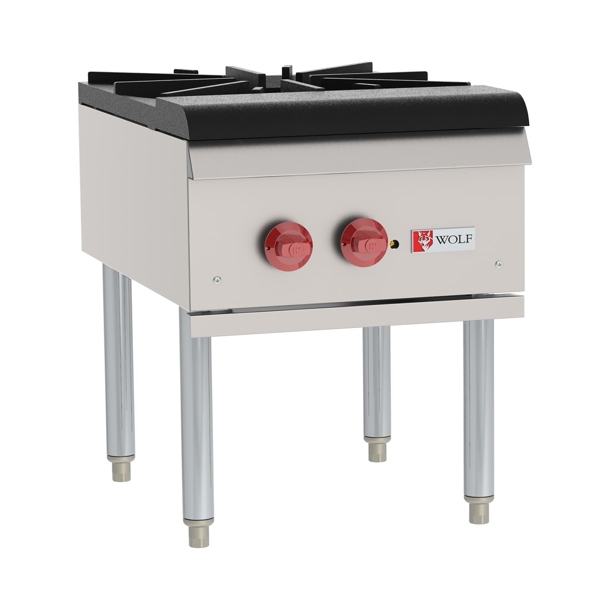 Wolf WSPR1 stock pot range with cast iron top grate and dual control knobs