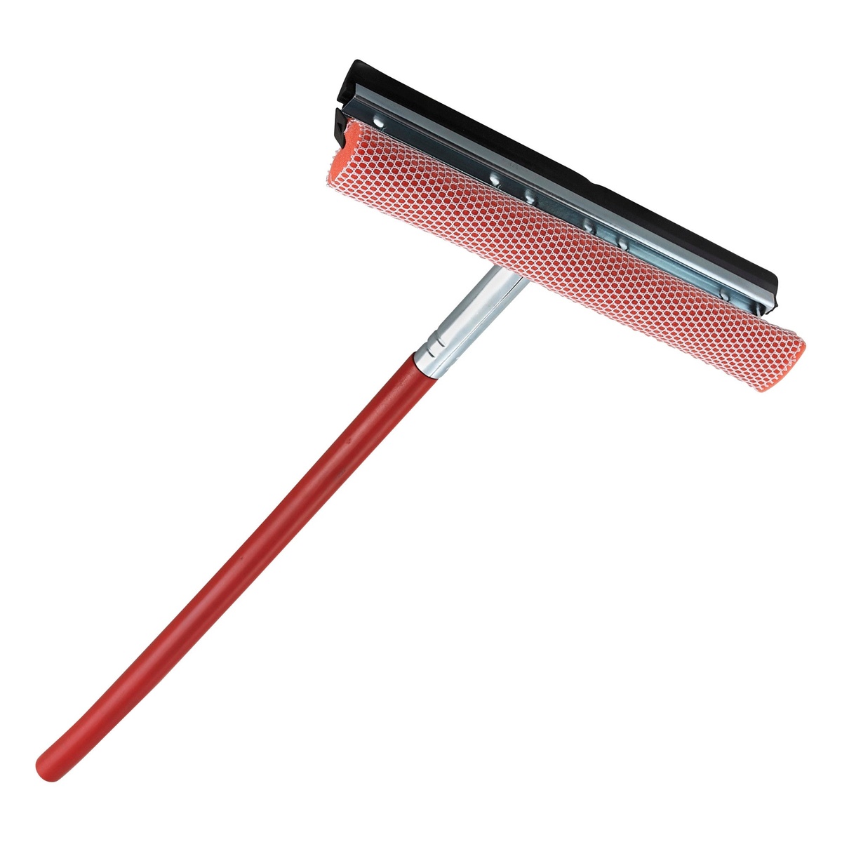 Winco WSS-12 12-inch window squeegee and sponge with red wood handle and black rubber blade