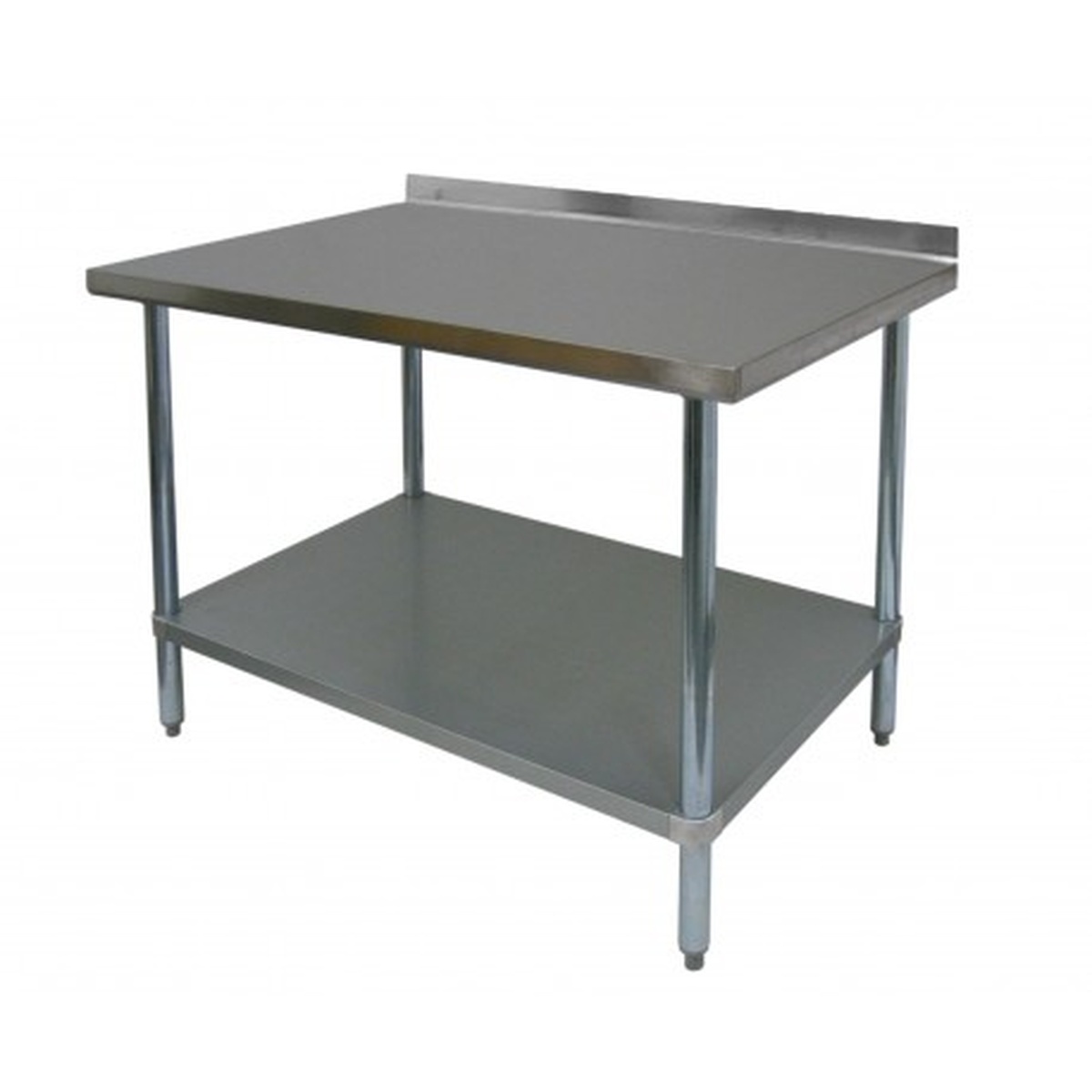 GSW USA WT-EB3024 stainless steel work table with rear upturn, galvanized undershelf and legs on white background