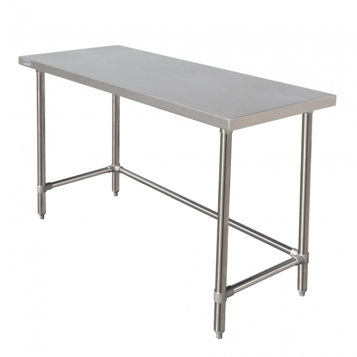GSW USA WT-P3060B stainless steel open base work table with rolled edge top and cross-rail legs