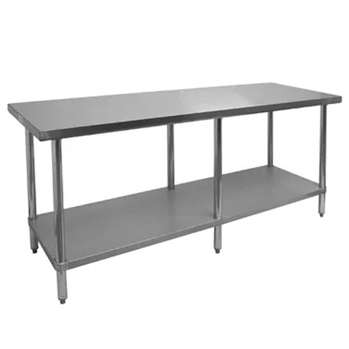 GSW USA WT-P3096US stainless steel undershelf installed beneath a commercial work table