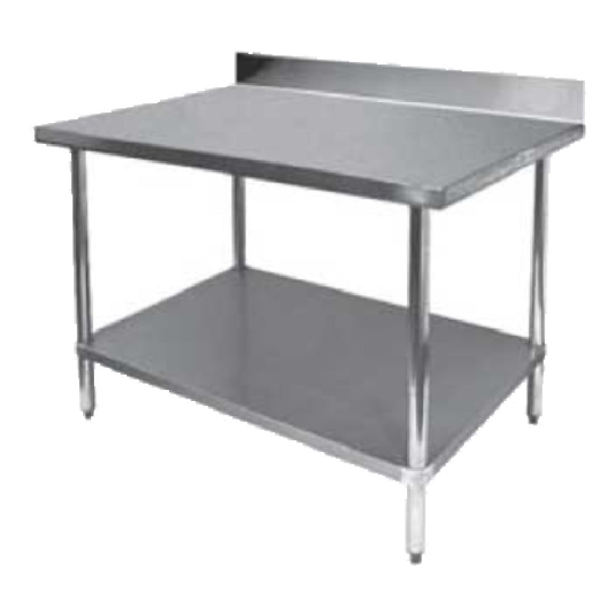 GSW USA WT-PB3012 stainless steel work table with backsplash and undershelf on white background