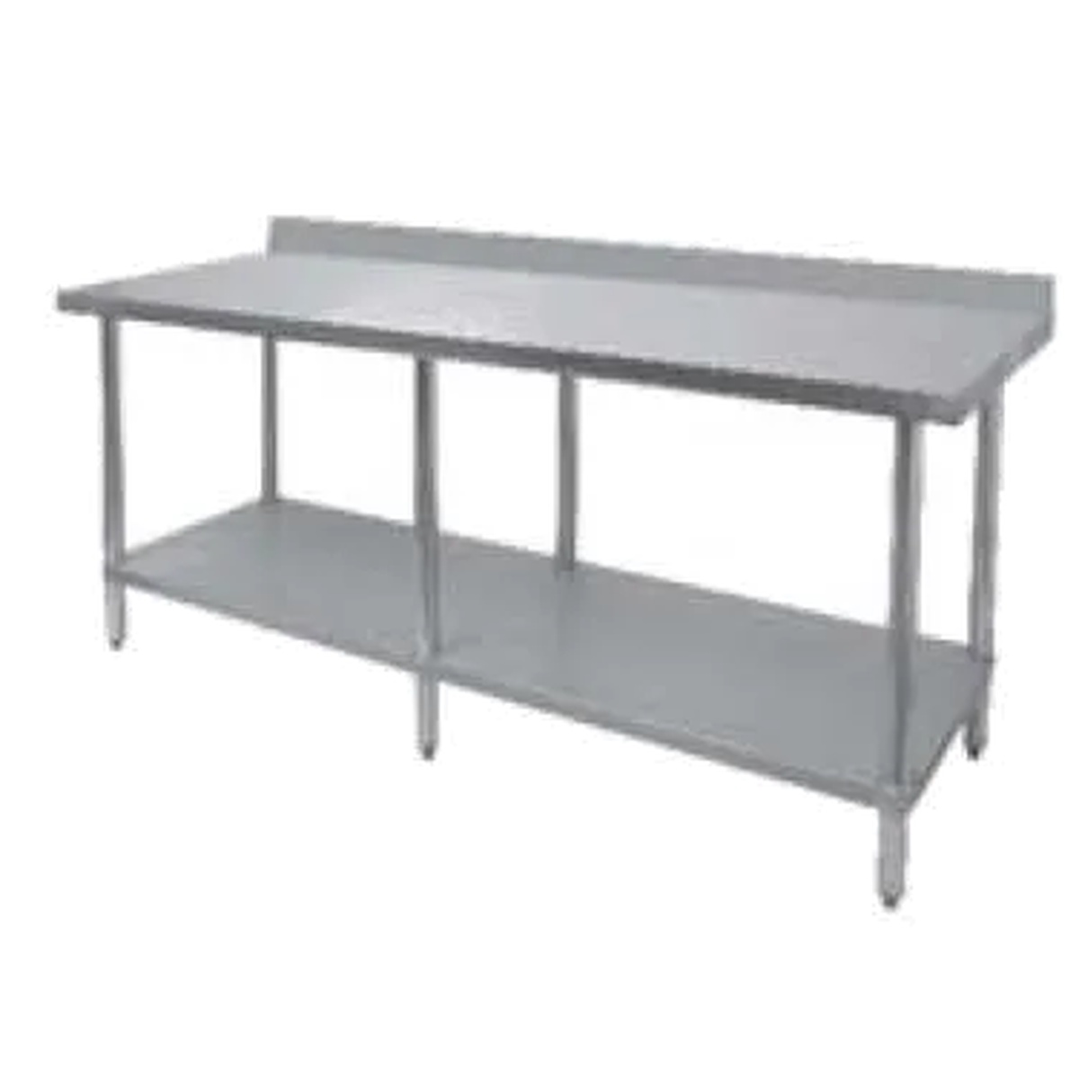 GSW USA WT-PB3084 stainless steel work table with 4-inch backsplash and open undershelf, 84 inches wide
