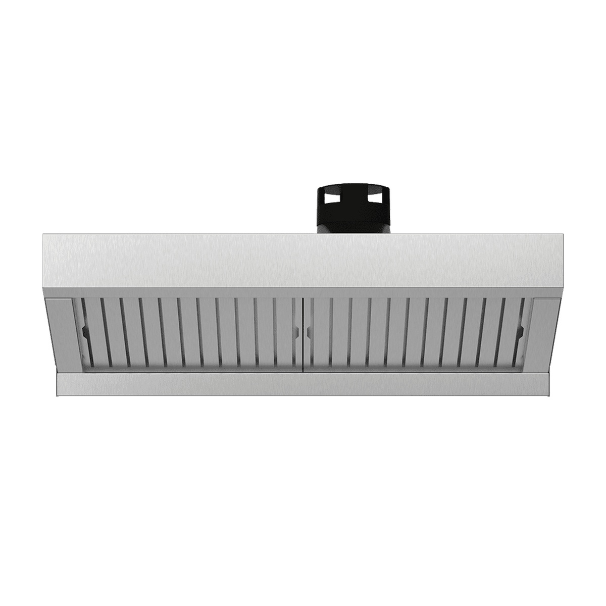 UNOX XAVHC-HC11 stainless steel ventless hood with steam condenser, front view showing slotted filter panel and top chimney outlet