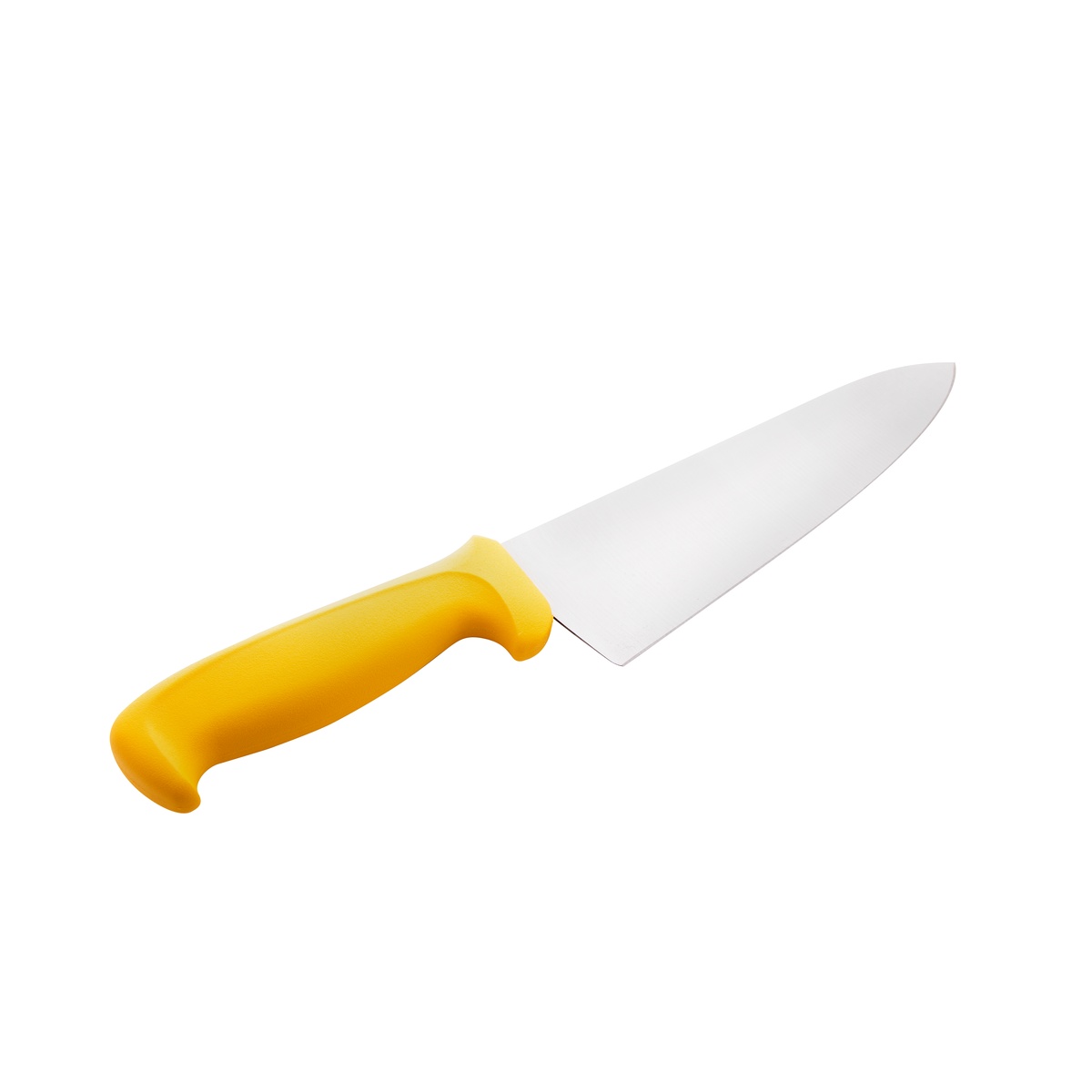 Mundial Y5610-8 chef knife blade close-up showing high-carbon stainless steel and branding