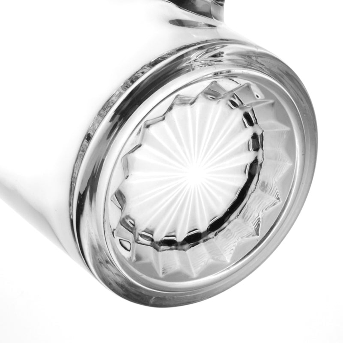 Close-up of the Z2726T glass mug base showing faceted and starburst molded detailing