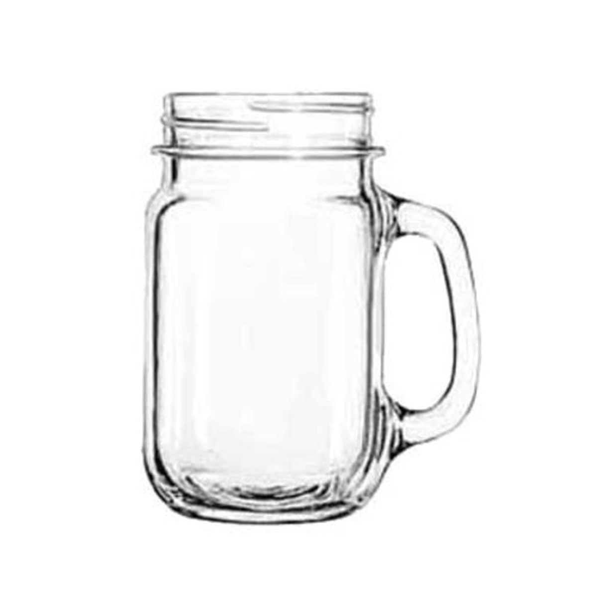 Enhanced Glass Mason Jar with Handle - clear glass mason-style drinking jar with sturdy handle