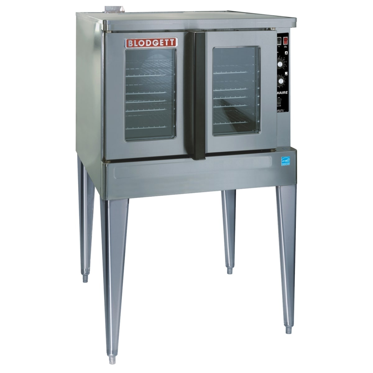 Blodgett Zephaire single deck full size gas convection oven with double glass doors on legs
