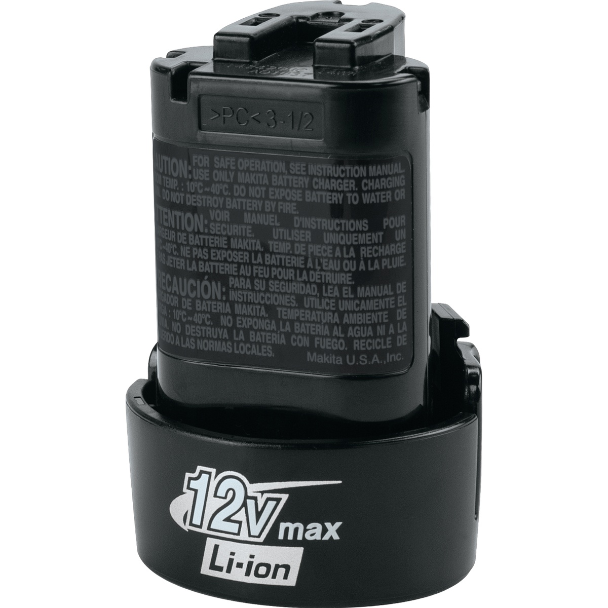 Makita BL1014 12V max Lithium-Ion Battery replacement power tool battery for Makita compact cordless tools on a clean background