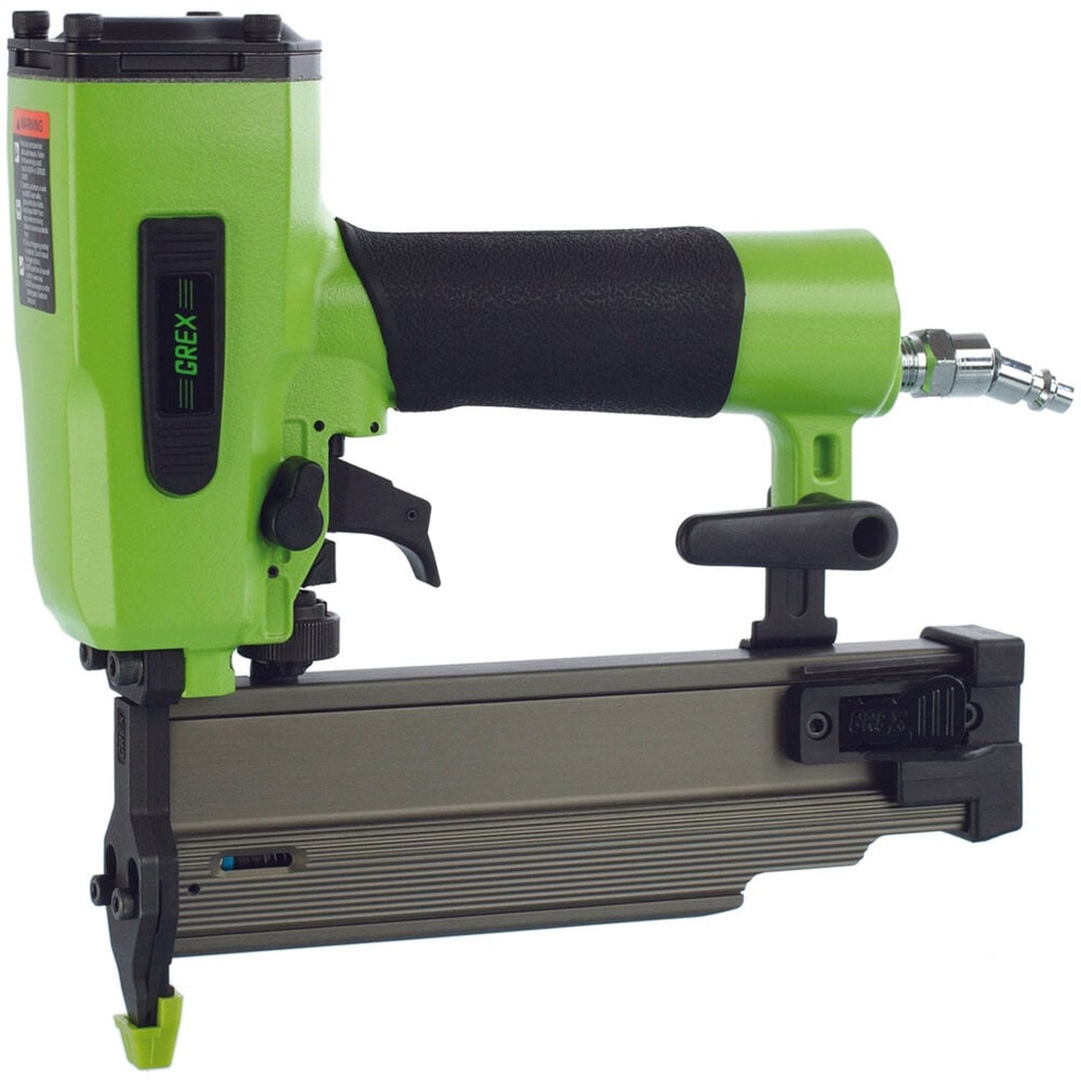 Grex 1850GB 18 Gauge 2 inch brad nailer ready for finish carpentry and cabinet fastening with compact magazine and nose for detailed wood trim work