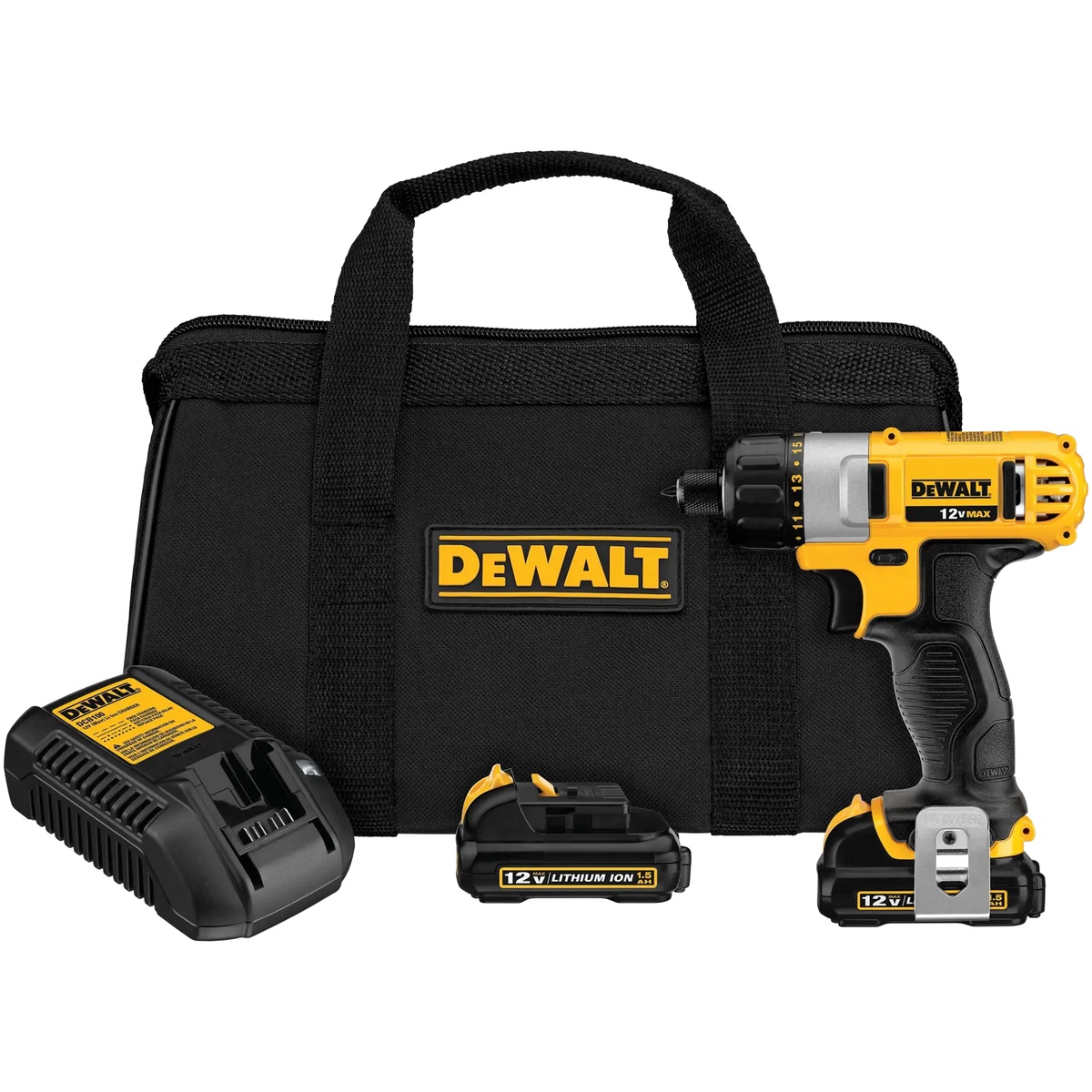 DEWALT DCF610S2 12V MAX 1/4 in screwdriver kit with charger batteries and contractor bag for portable jobsite use