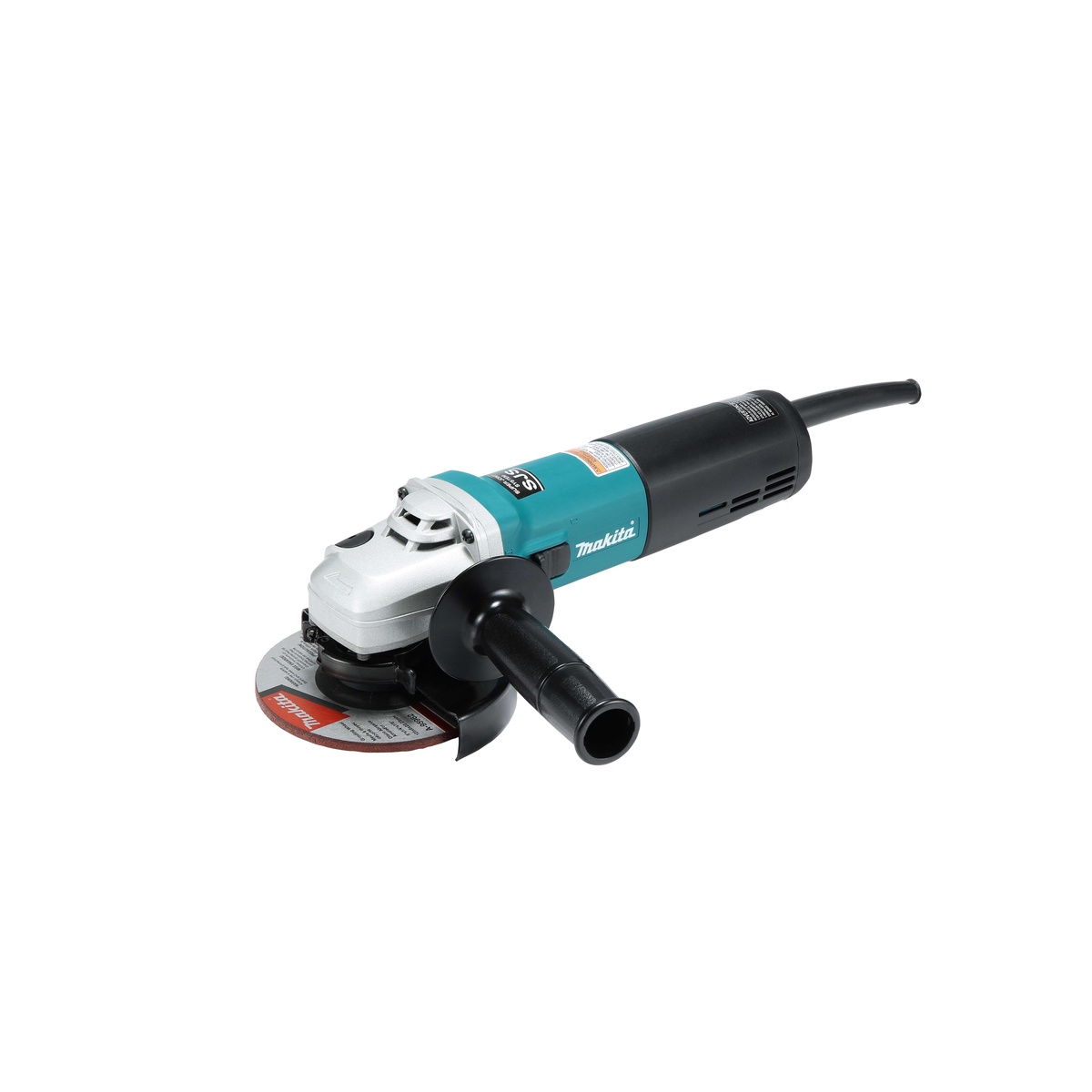 Makita 9565CV 5 in. SJS High-Power Angle Grinder shown as a compact corded grinder for jobsite grinding, stone polishing, and metal surface prep