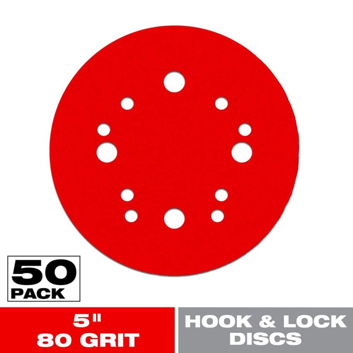 DIABLO 5 in. 80-Grit Hook and Lock ROS Sanding Discs disc with universal 12-hole pattern for random orbital sanding on wood, metal, and plastic in shop and jobsite prep work
