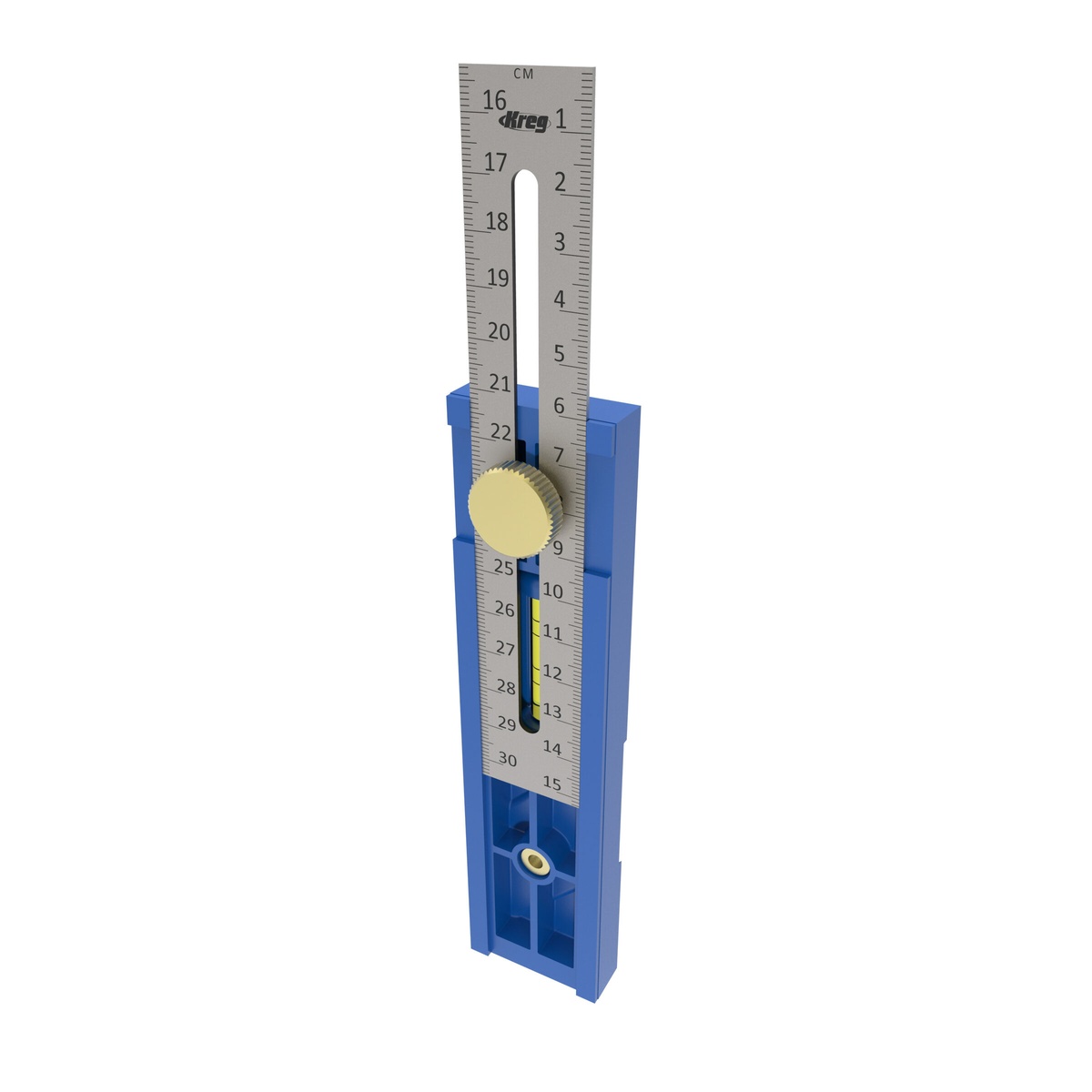 Kreg KMA2900 Multi-Mark measuring tool set vertically for height setup and alignment during blade height, bit height, or project layout work