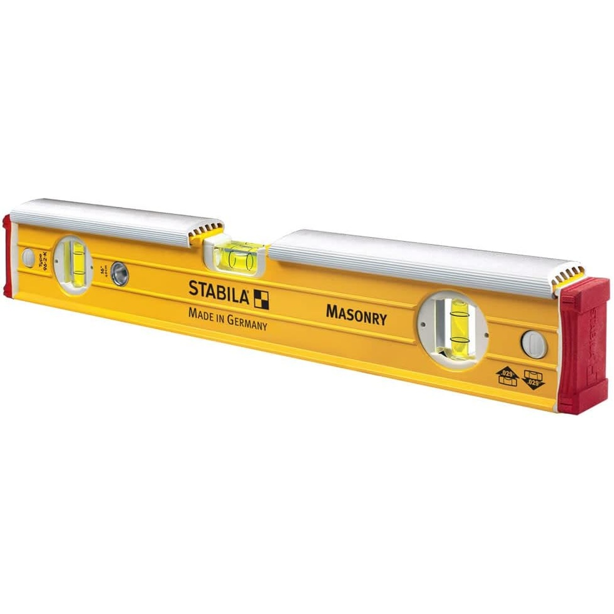 Stabila 36416 16 in Mason Level with Shield compact masonry level with shielded strike surfaces and bright vials for block and brick layout on the jobsite
