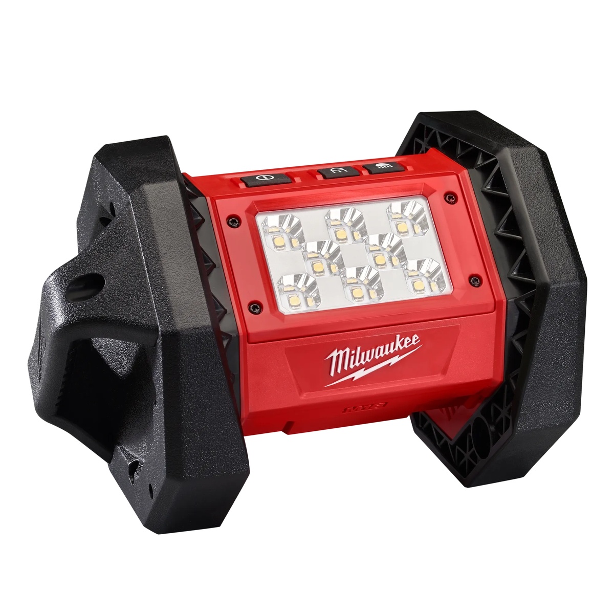 Milwaukee M18 ROVER Flood Light (Tool-Only) close-up showing roll cage housing and LED head for durable portable lighting on demanding jobsites