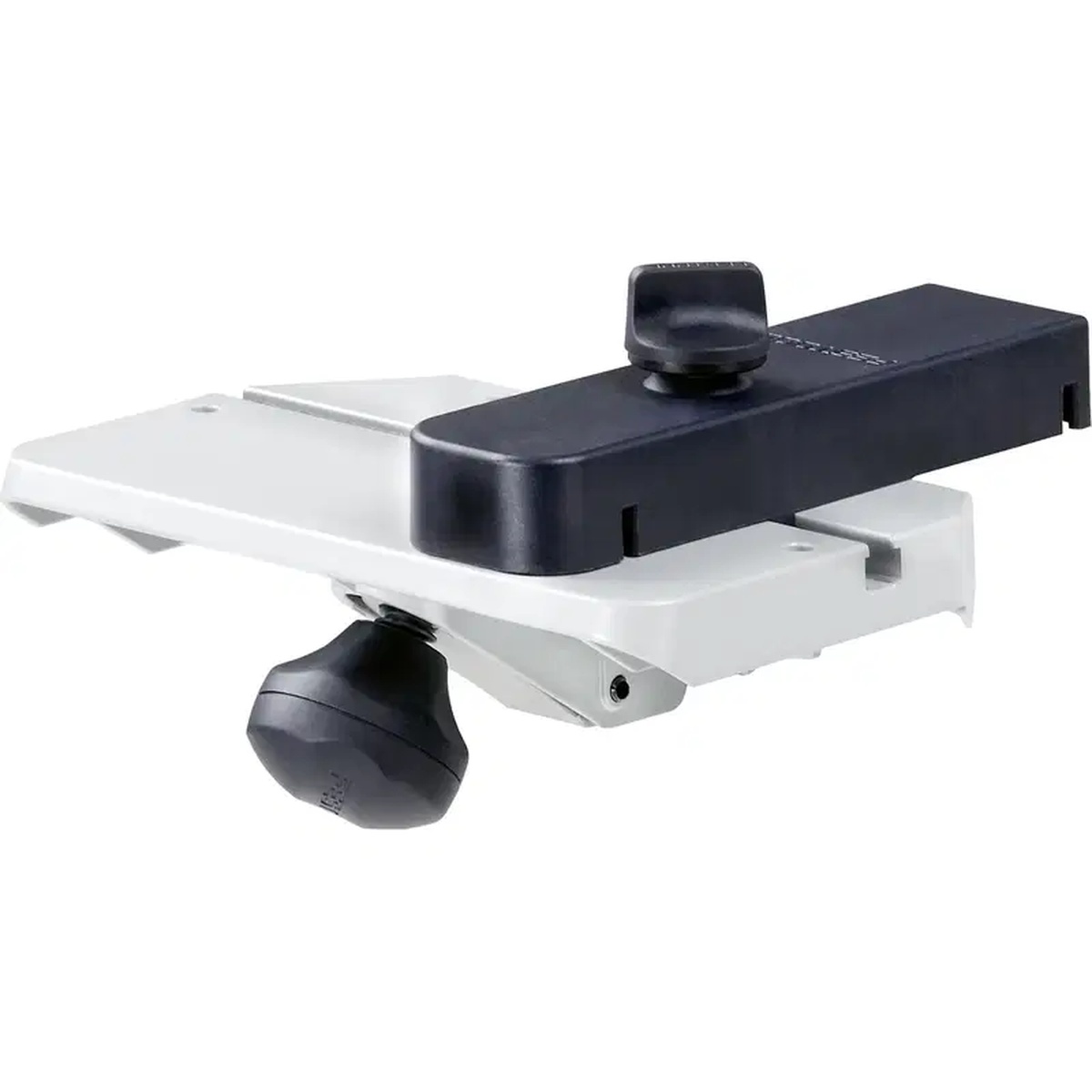 Festool 494369 Kapex Miter Saw Crown Stop With Base Extension accessory detail showing locking knob and support body for trim work setups