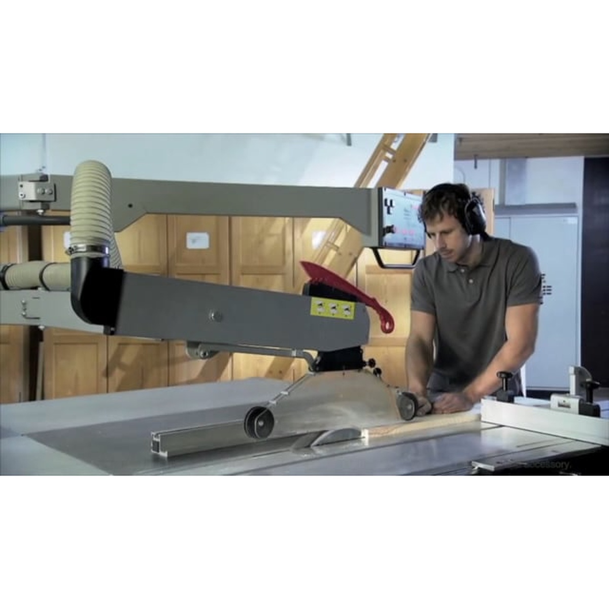 Freud LU97R010 10 in. Double Sided Laminate/Melamine Blade cutting sheet material on a cabinet shop saw during precision panel work
