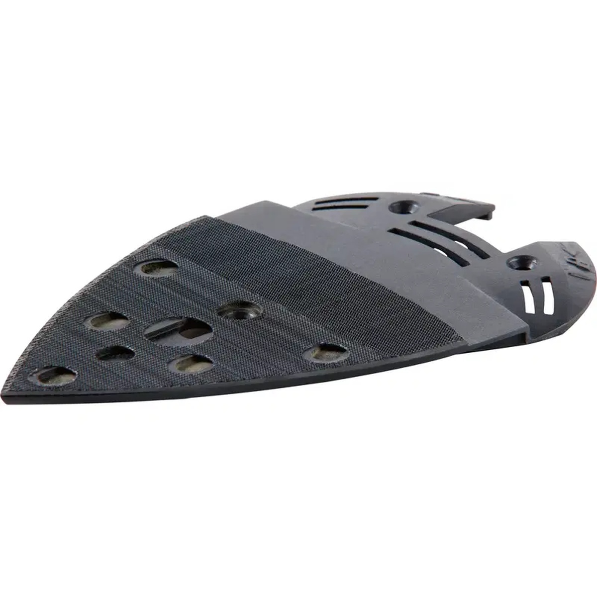 Festool 497483 Backing Pad for Extended Plate close-up showing the triangular hook-and-loop sanding surface for RO 90 detail sanding