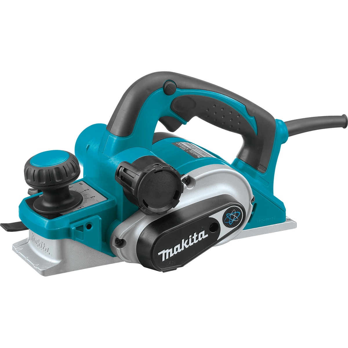 Makita KP0810 3-1/4-Inch Planer shown as a corded handheld wood planer for trimming door edges, fitting framing lumber, and smoothing wood stock in a workshop or jobsite setting