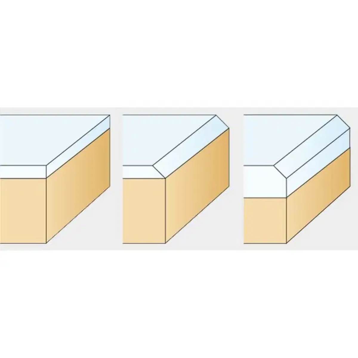 Festool 491026 Chamfer/edge trim Router Bit HW 24mm used to create different chamfer sizes on woodworking edges for trim and cabinet work