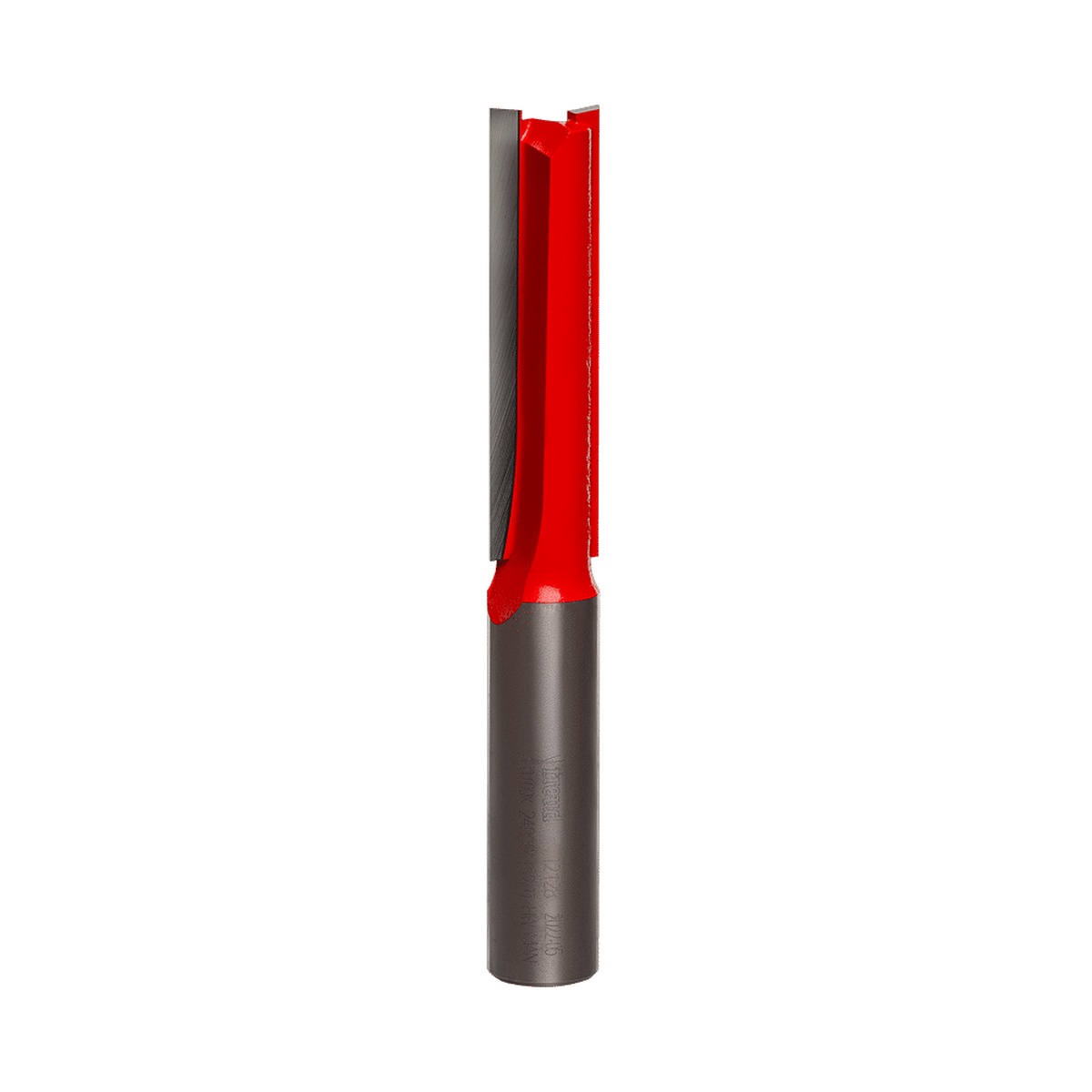 Freud 12-128 1/2-Inch Double Flute Straight Router Bit (Eclipse Grind) product view showing the carbide-tipped straight router bit used for grooving plywood, hardwood, and composite materials in woodworking setups