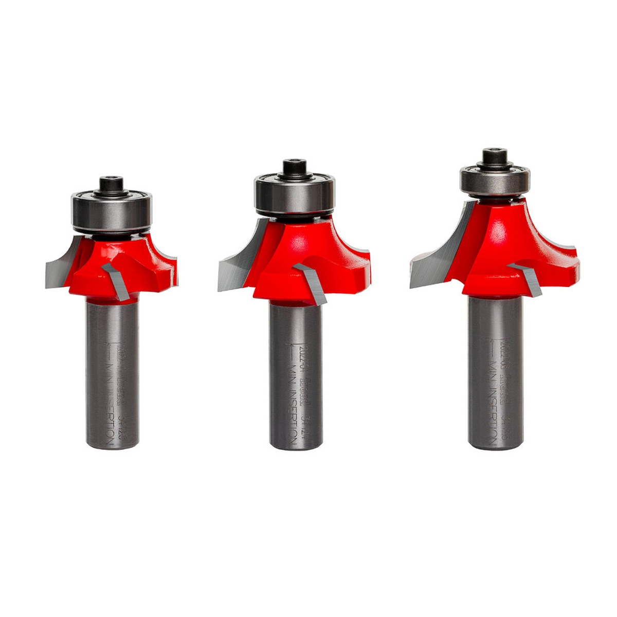 Freud 89-150 3 Piece Round Over/Beading Router Bit Set with three carbide-tipped 1/2 inch shank router bits for edge profiling in woodworking and furniture building