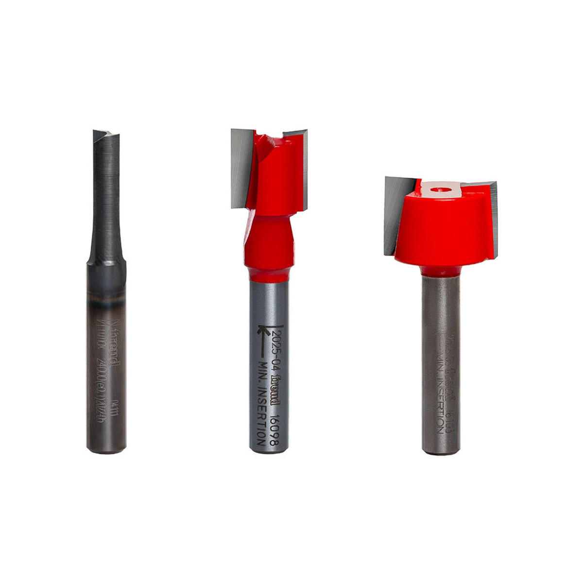 Freud 89-660 3 Piece Undersized Plywood Router Bit Set with three undersized plywood router bits for cutting grooves and dadoes in cabinet panels and sheet goods
